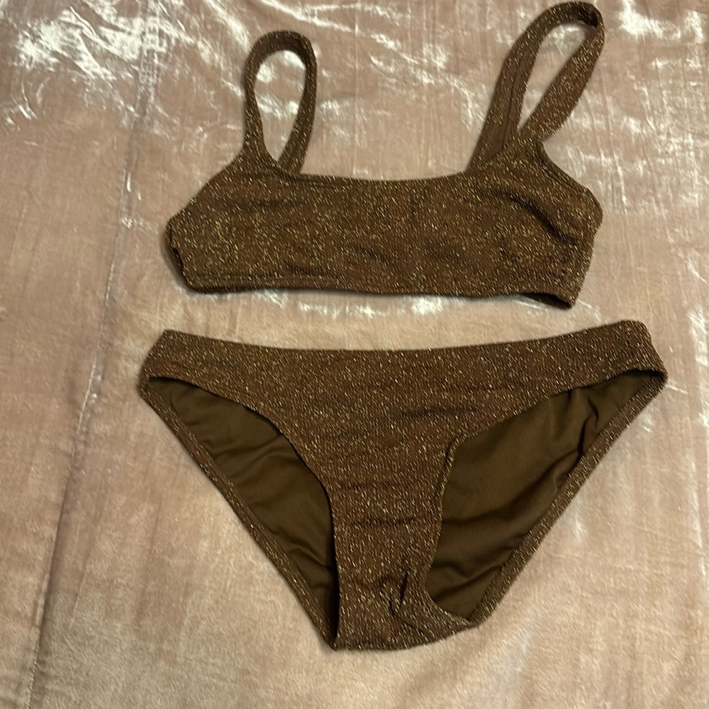 brown sparkly bikini set